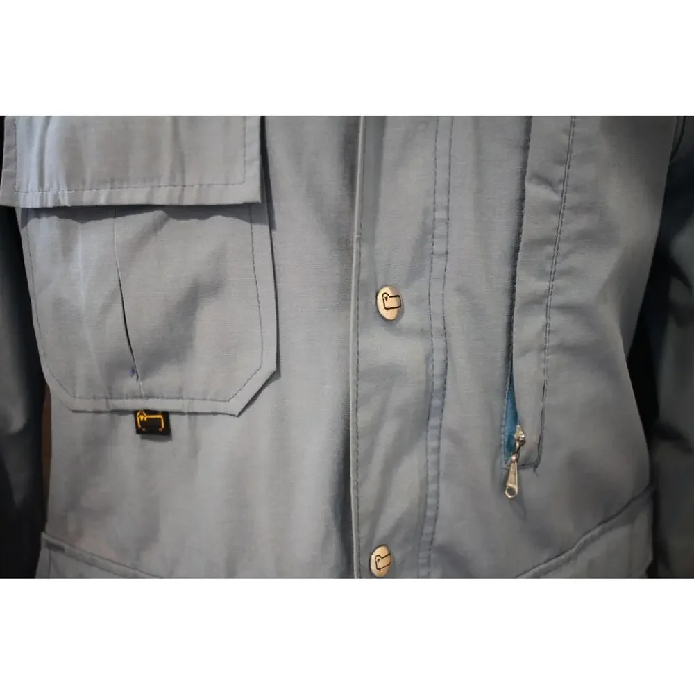 Vintage Woolrich Hooded Jacket Large Slate Blue Full Zip Snap Front Casual